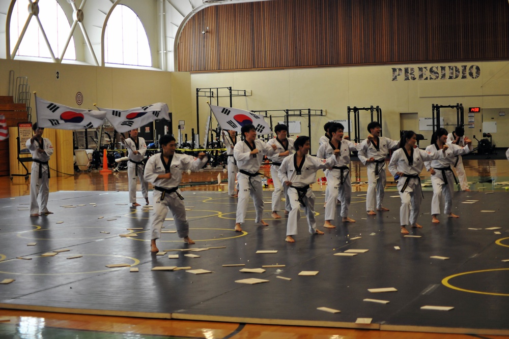 Taekwondo demonstration team performs at Presidio