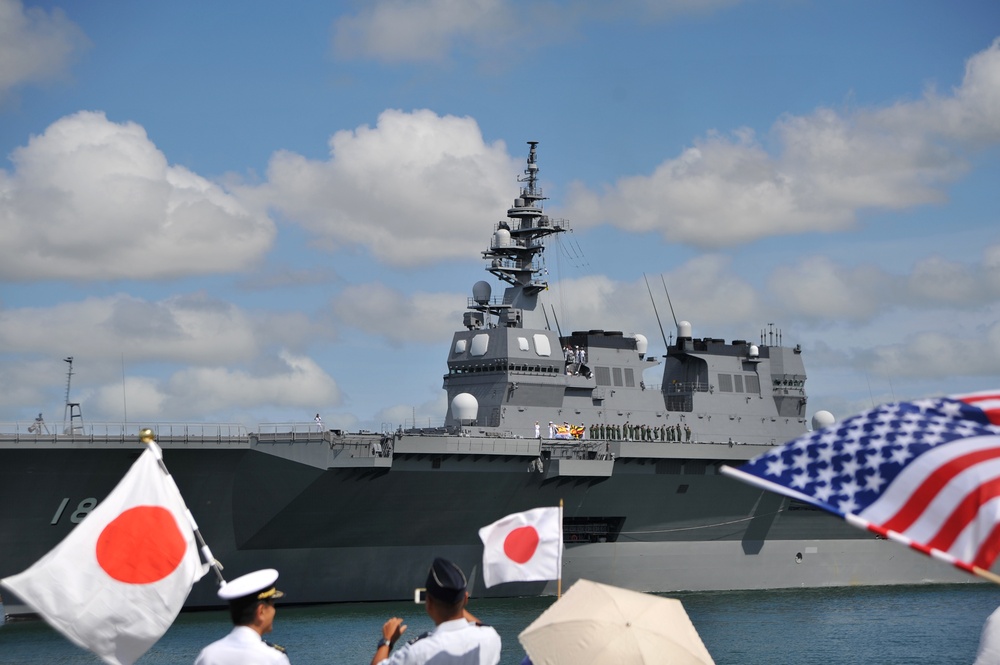 Japan Maritime Self-Defense Force Destroyer Helicopter Ship JS Hyuga (DDH 181) Departs Joint Base Pearl Harbor-Hickam Following the Conclusion of RIMPAC 2016