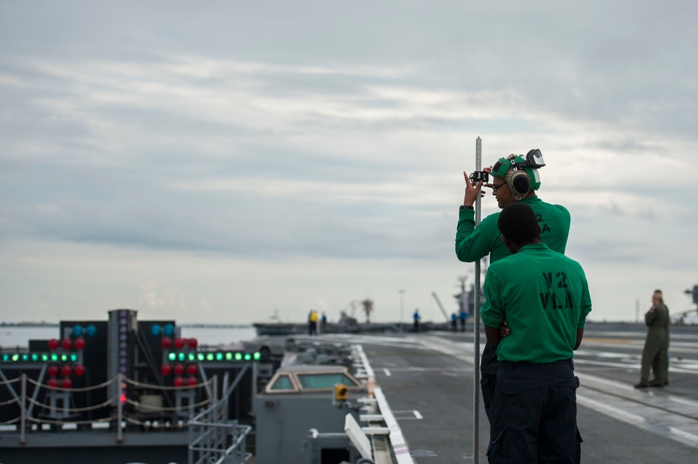 aboard the aircraft carrier USS George H.W. Bush (CVN 77). GHWB recently started a training and qualification cycle in preparation for a 2017 deployment.