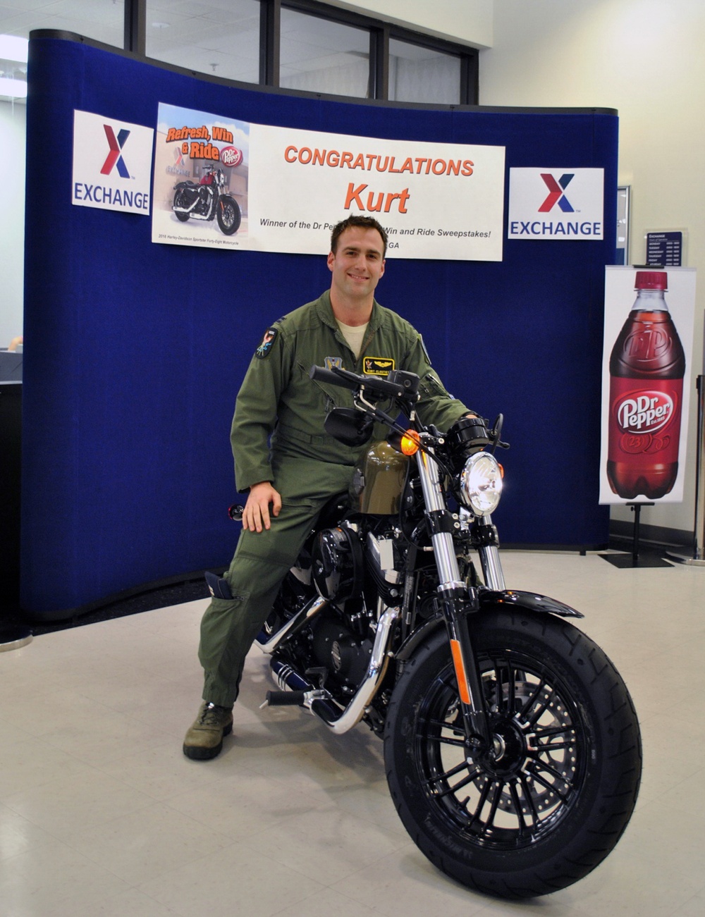 Fighter Pilot Wins Harley-Davidson Motorcycle at Moody Exchange