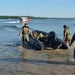 Safety boat and safety swimmer support