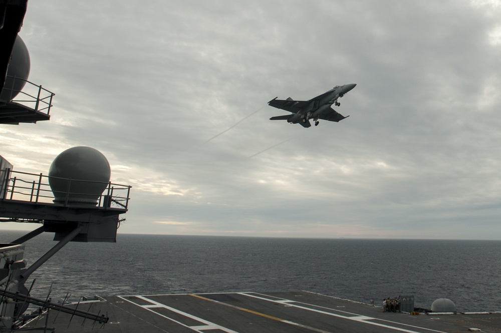 of the aircraft carrier USS George H.W. Bush (CVN 77). GHWB recently started a training and qualification cycle in preparation for a 2017 deployment.