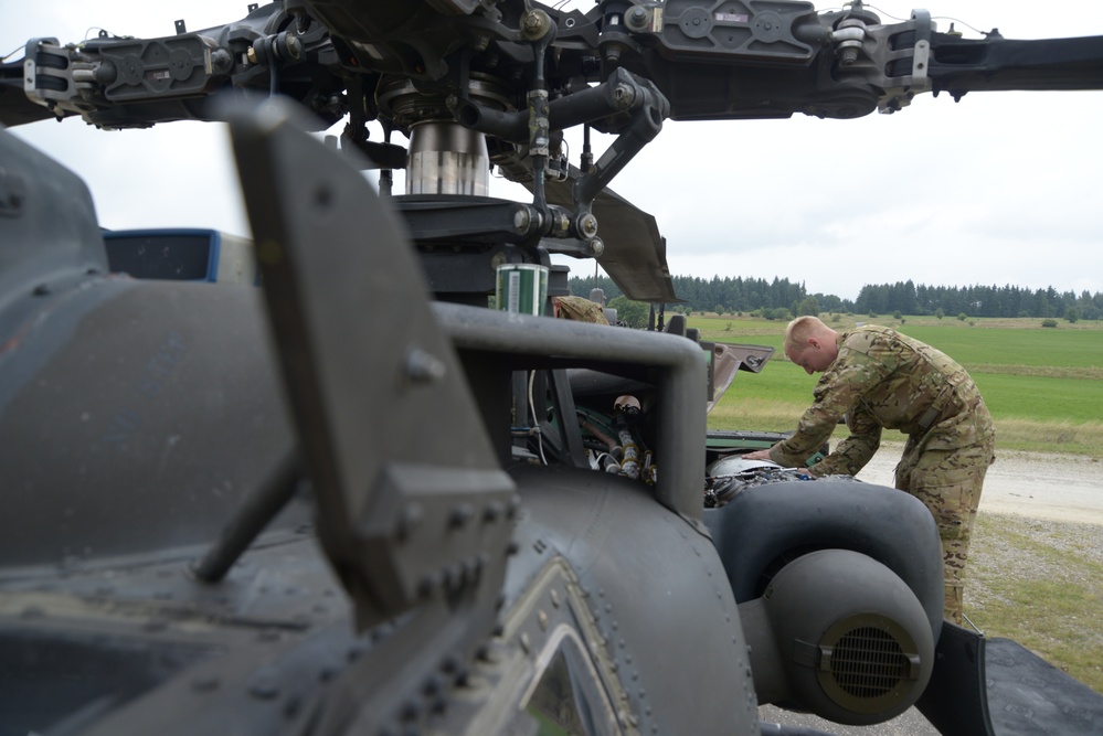 1st Battalion (Attack), 3rd Aviation Regiment, 12th Combat Aviation Brigade conducts an aerial gunnery at the 7th Army Training Command's Grafenwoehr Training Area