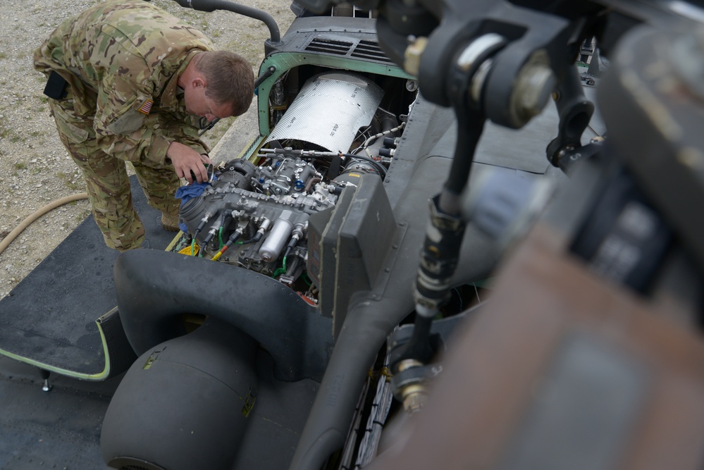 1st Battalion (Attack), 3rd Aviation Regiment, 12th Combat Aviation Brigade conducts an aerial gunnery at the 7th Army Training Command's Grafenwoehr Training Area