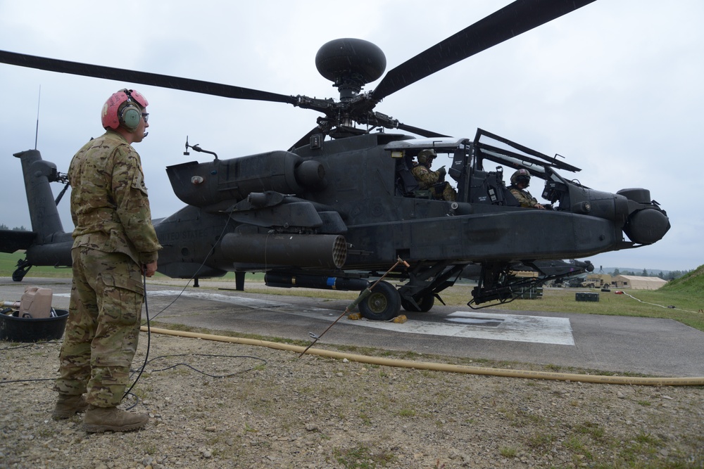 1st Battalion (Attack), 3rd Aviation Regiment, 12th Combat Aviation Brigade conducts an aerial gunnery at the 7th Army Training Command's Grafenwoehr Training Area