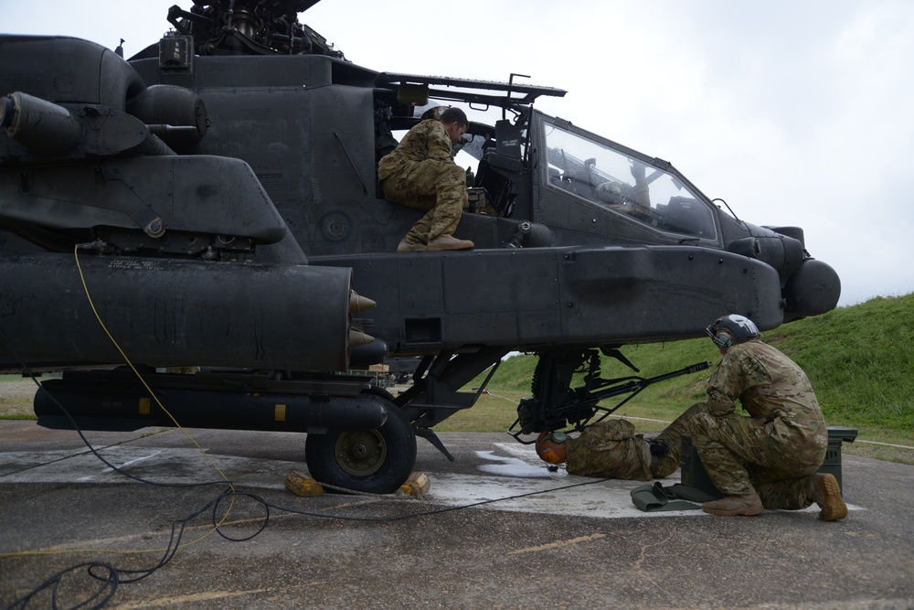 1st Battalion (Attack), 3rd Aviation Regiment, 12th Combat Aviation Brigade conducts an aerial gunnery at the 7th Army Training Command's Grafenwoehr Training Area