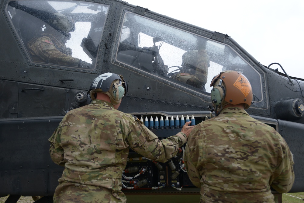 1st Battalion (Attack), 3rd Aviation Regiment, 12th Combat Aviation Brigade conducts an aerial gunnery at the 7th Army Training Command's Grafenwoehr Training Area