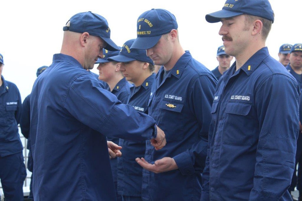 Coast Guard Cutter Mellon crewmembers earn permanent cutter man pins