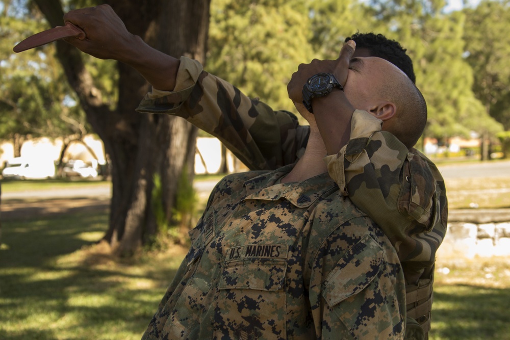 French Marines teach self-defense, tactical knife techniques