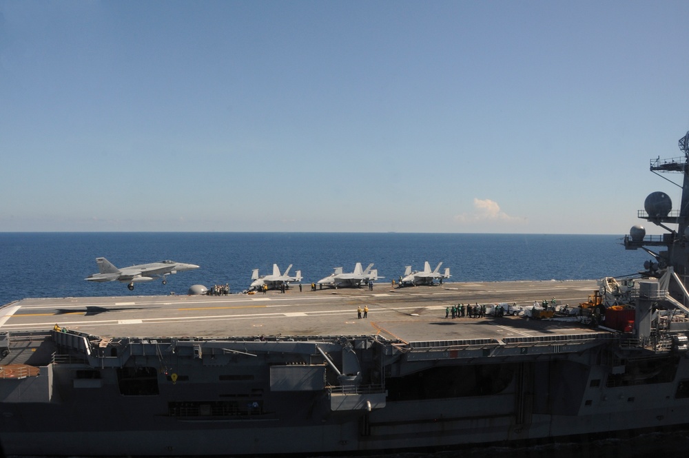 aboard the aircraft carrier USS George H.W. Bush (CVN 77). GHWB recently started a training and qualification cycle in preparation for a 2017 deployment.