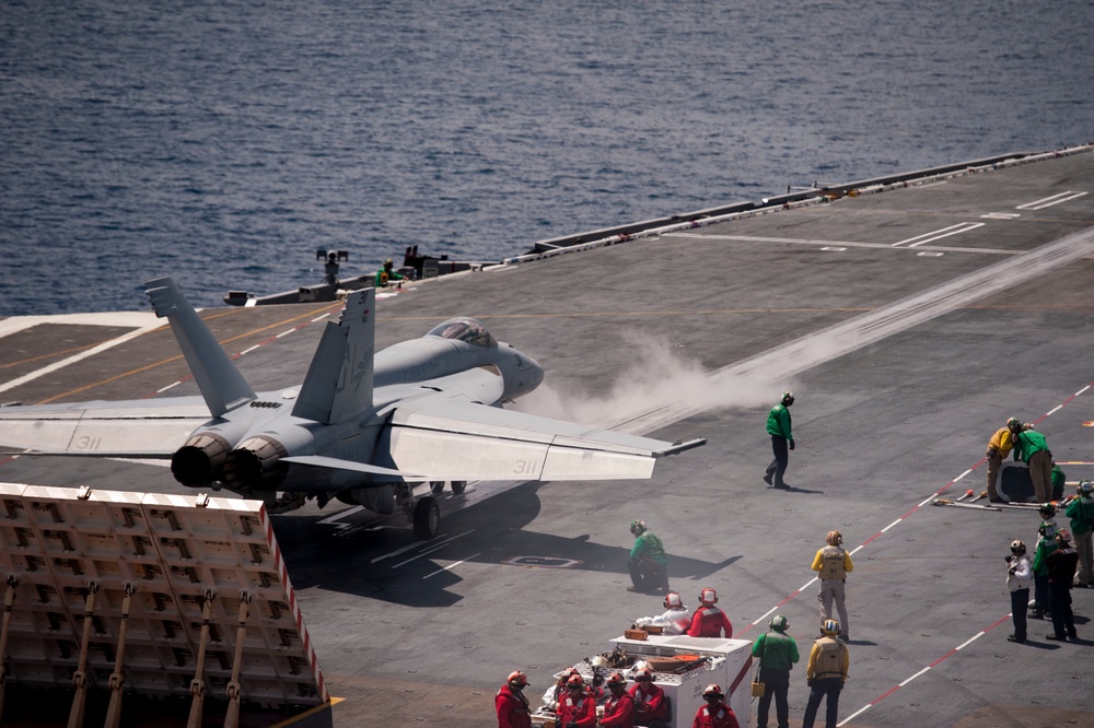 the aircraft carrier USS George H.W. Bush (CVN 77). GHWB recently started a training and qualification cycle in preparation for a 2017 deployment.