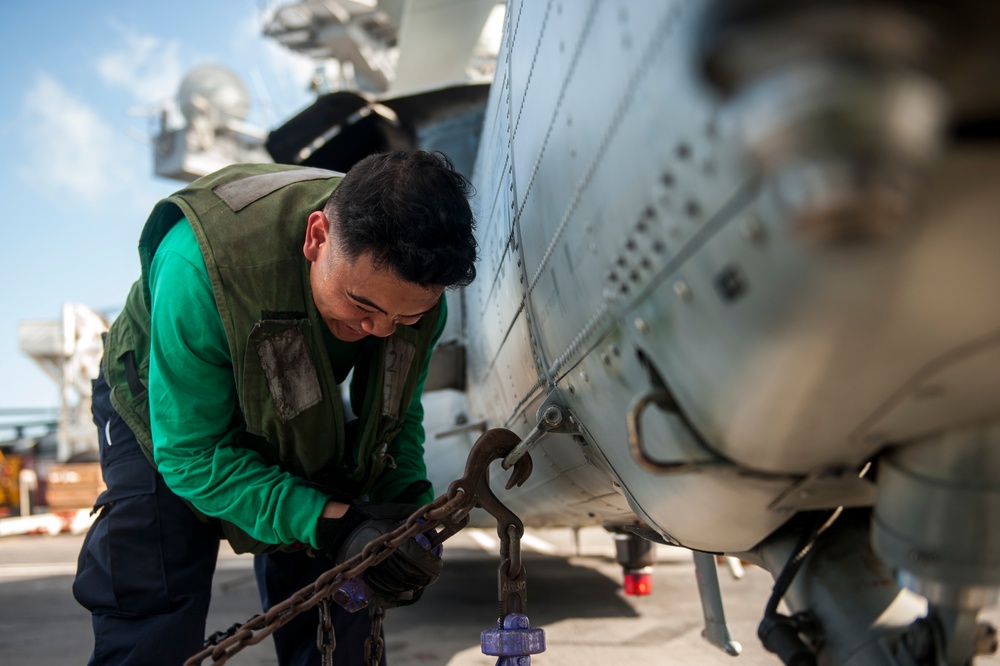 aboard the aircraft carrier USS George H.W. Bush (CVN 77). GHWB recently started a training and qualification cycle in preparation for a 2017 deployment.