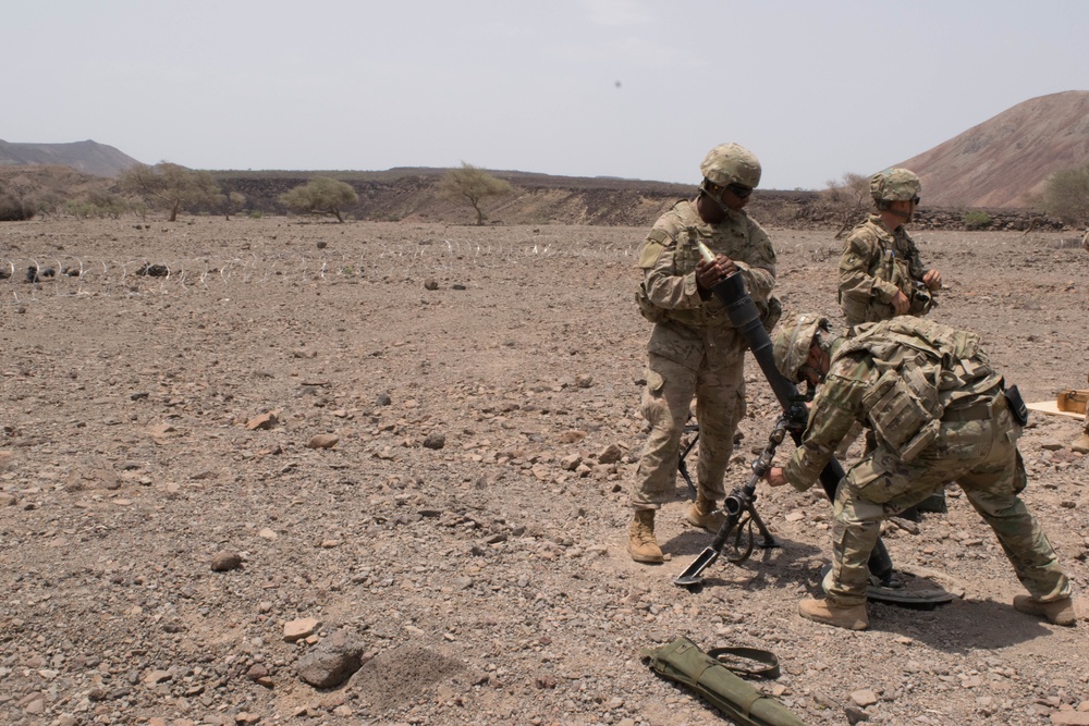 At my command: Soldiers participate in a mortar live fire exercise
