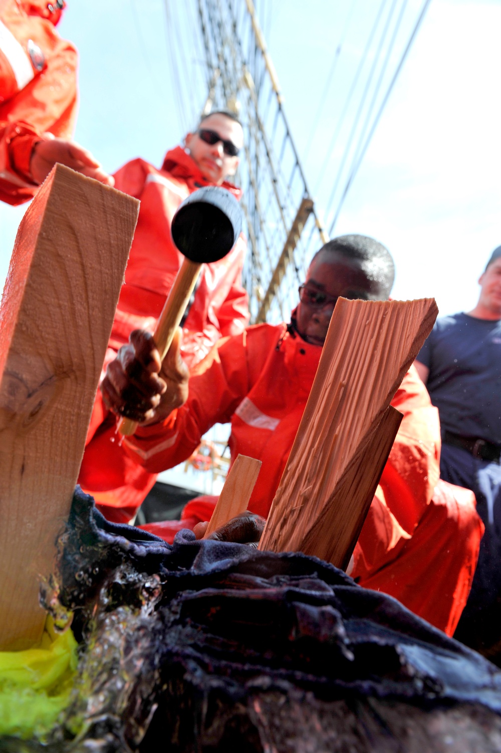 Coast Guard Officer Candidates learn critical damage control skills aboard Eagle