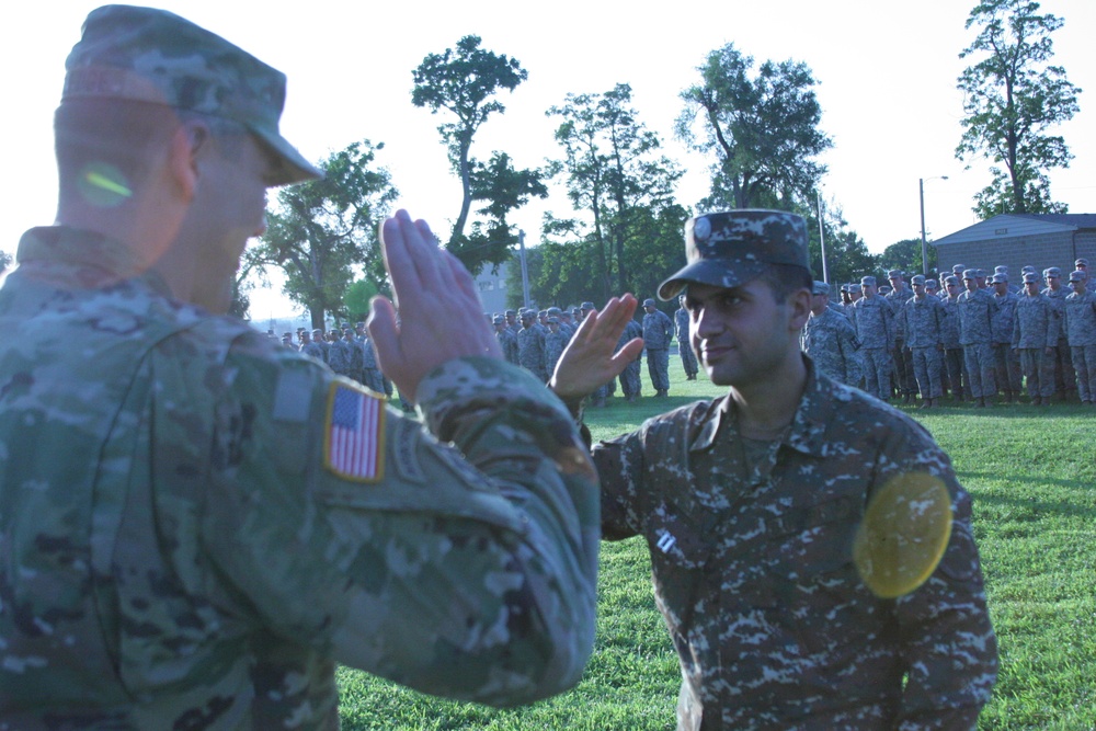 Armenian Soldiers visit the 891st Engineer Battalion, Kansas Army National Guard