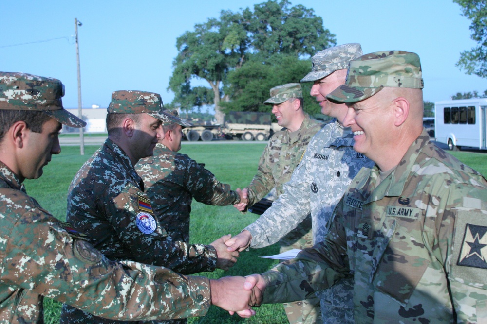 Armenian Soldiers visit the 891st Engineer Battalion, Kansas Army National Guard