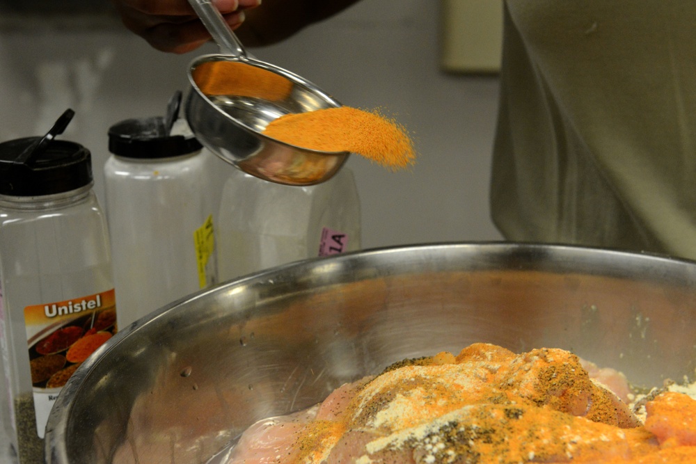 Dining Facility staff prepares lunch