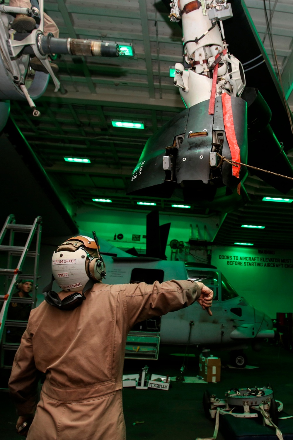 22nd MEU Marines Conduct Aircraft Maintenance Aboard Wasp