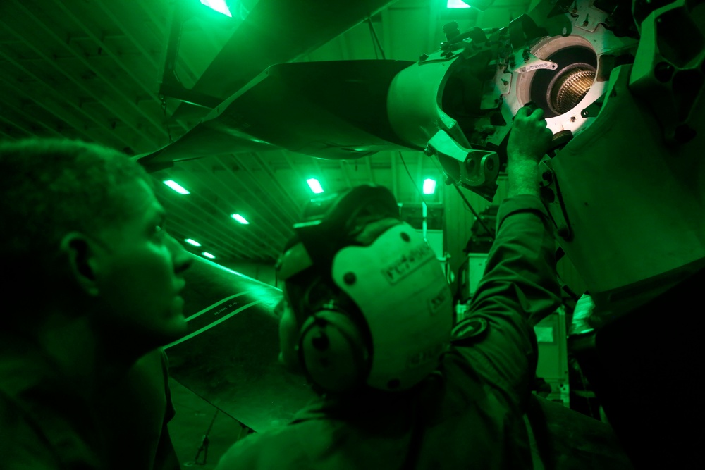 22nd MEU Marines Conduct Aircraft Maintenance Aboard Wasp