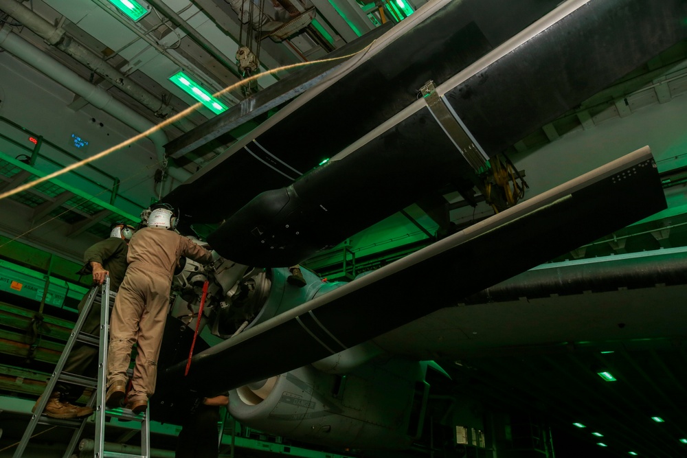 22nd MEU Marines Conduct Aircraft Maintenance Aboard Wasp