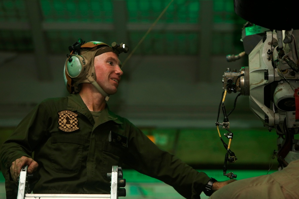 22nd MEU Marines Conduct Aircraft Maintenance Aboard Wasp