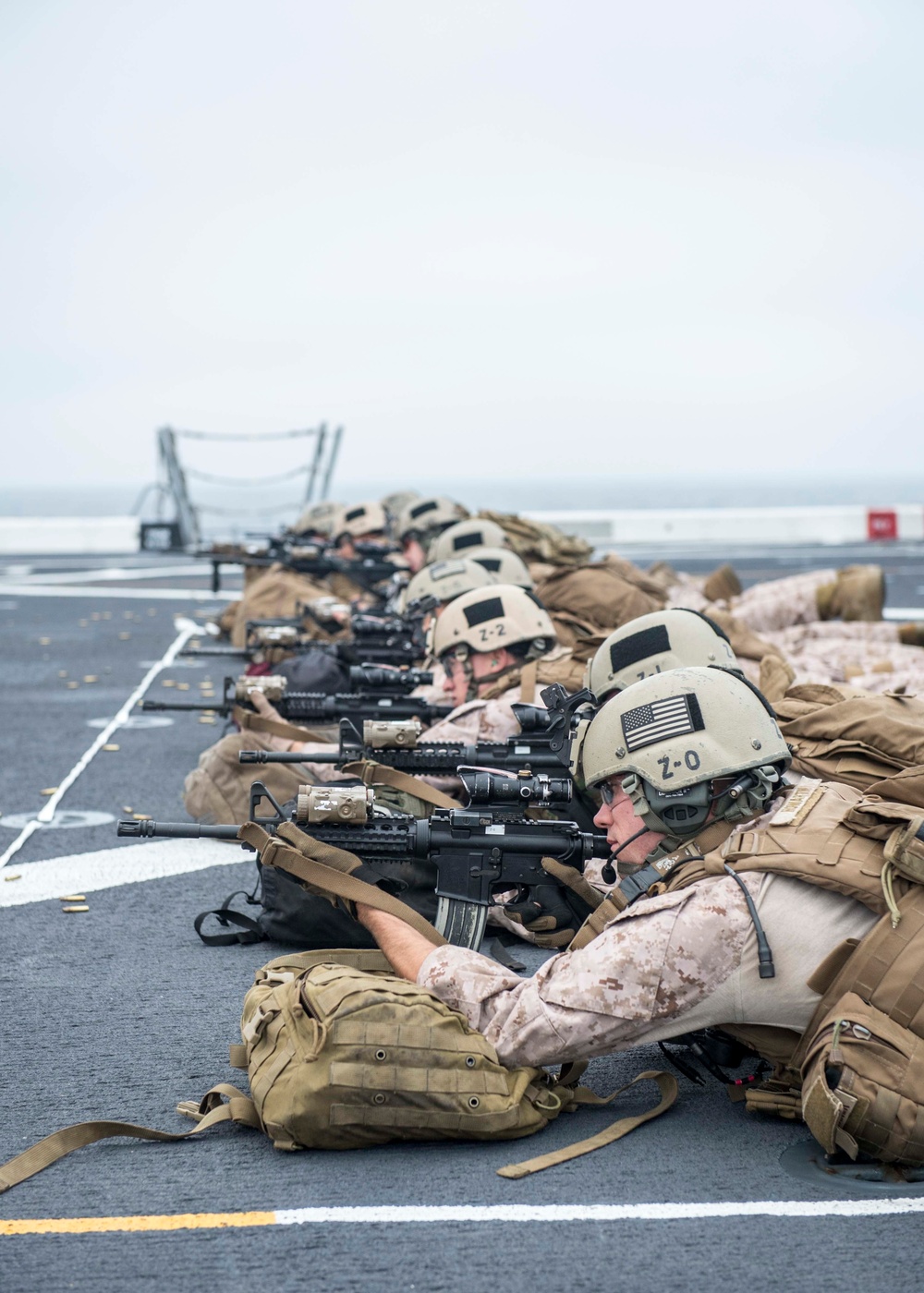 11th Marine Expeditionary Unit (MEU) Maritime Raid Force (MRF) Practices Live Fire Weapons Shoot Aboard USS Somerset.