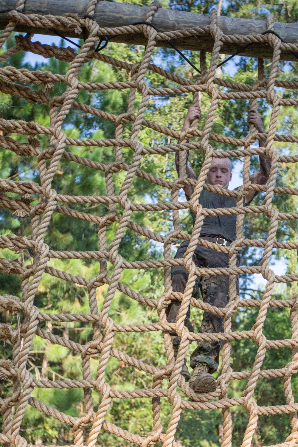 Marine recruits push past obstacles on Parris Island confidence course