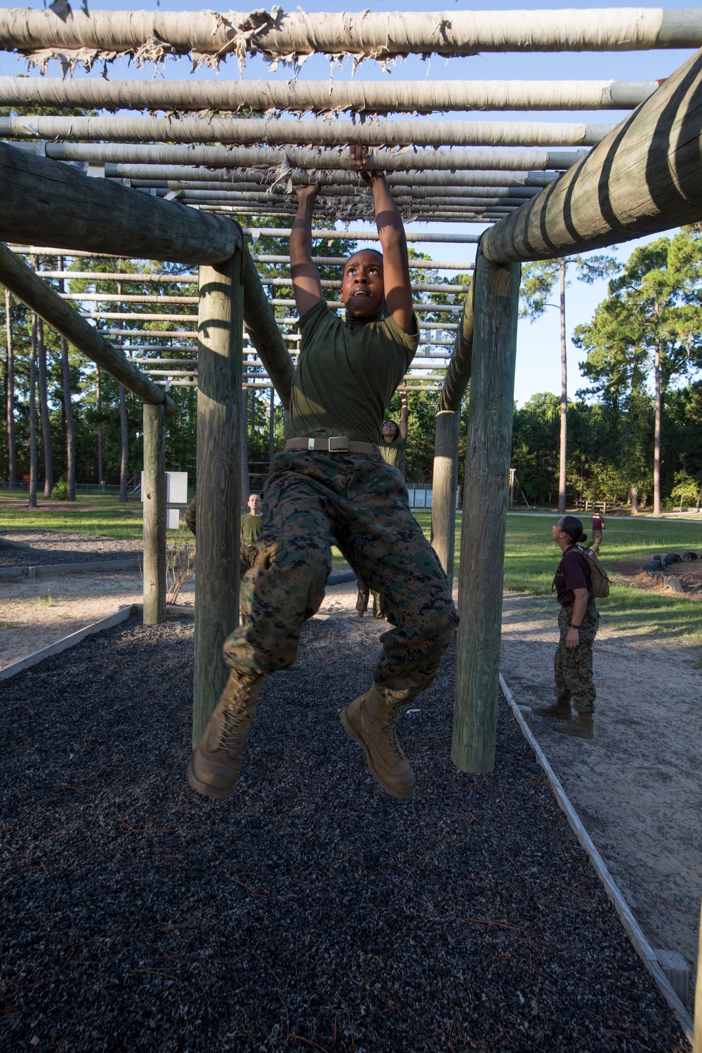 Marine recruits push past obstacles on Parris Island confidence course