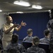 MPT&amp;E Fleet Master Chief Beldo visits with Chiefs and Chief Selectees aboard USS Gerald R. Ford.