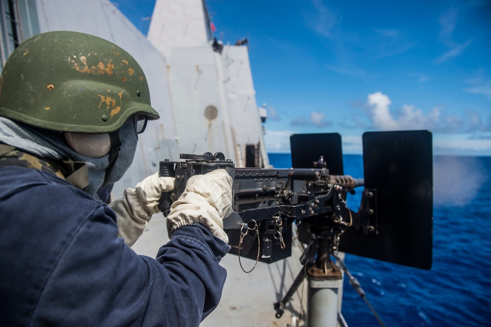 Green Bay fires .50 caliber machine gun