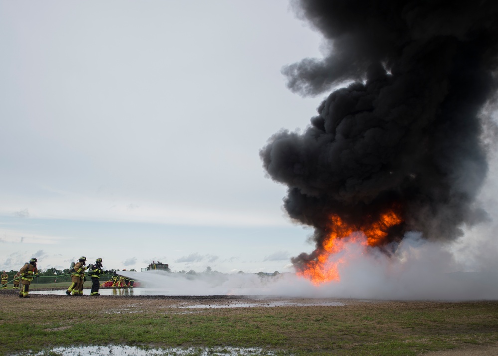 Extinguishing fuel-fire during Patriot Warrior