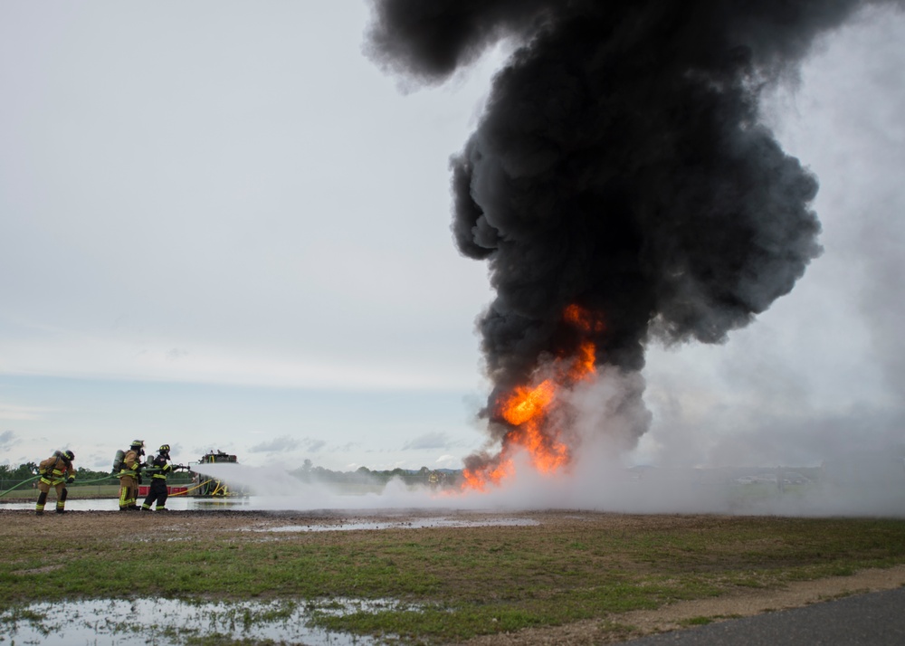 Extinguishing fuel-fire during Patriot Warrior