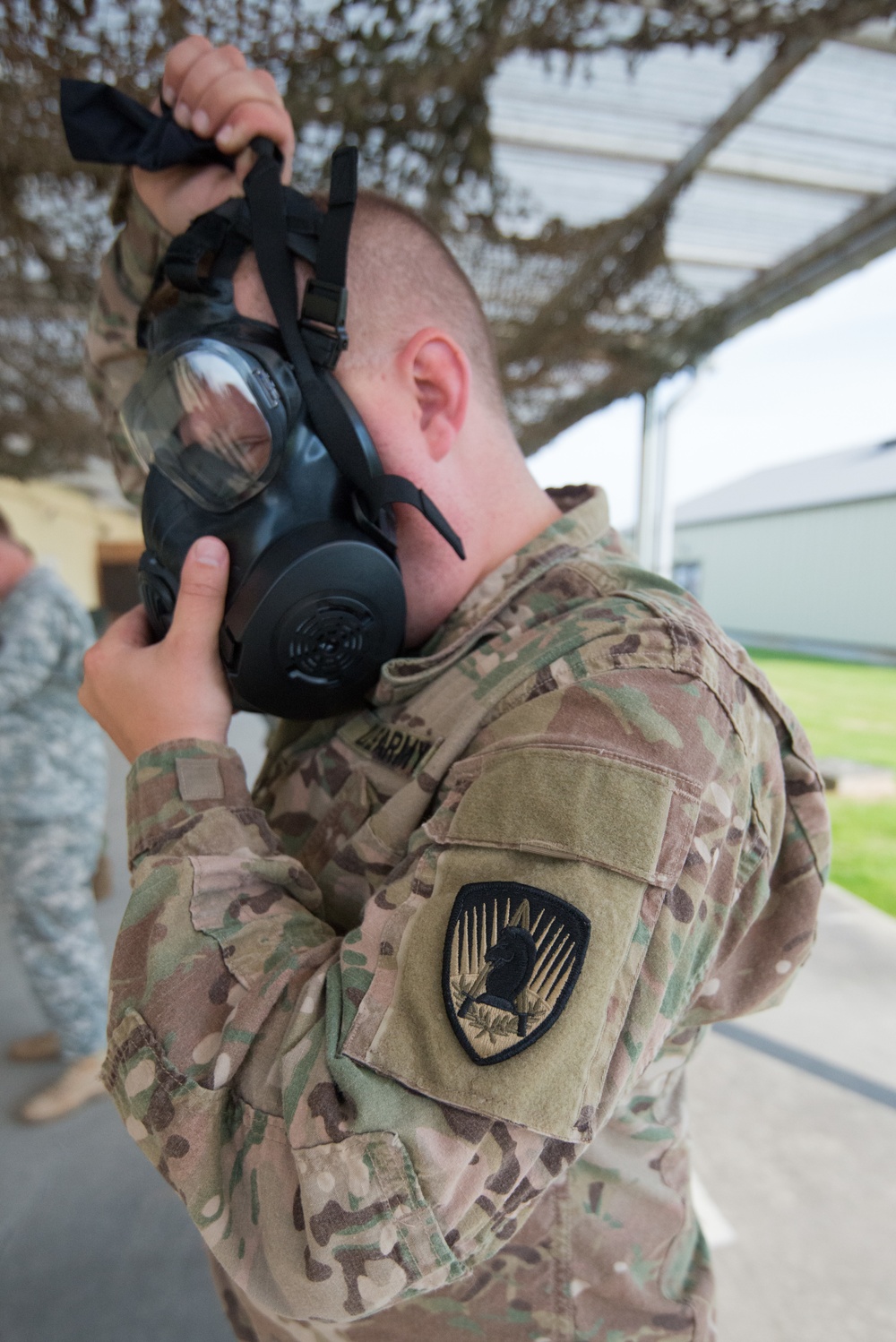 650th MI Gp Trains in TSC Benelux Range, CBRN Room