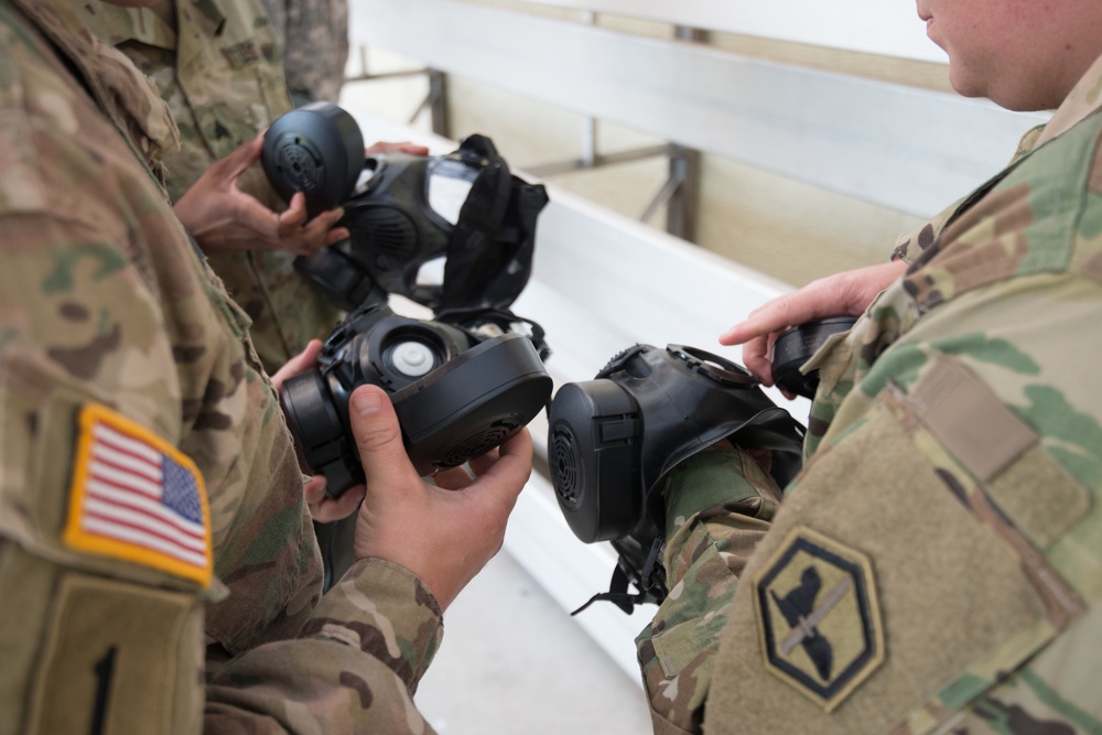 650th MI Gp Trains in TSC Benelux Range, CBRN Room