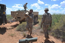 Btry. B, 2-3 FA trains in the heat