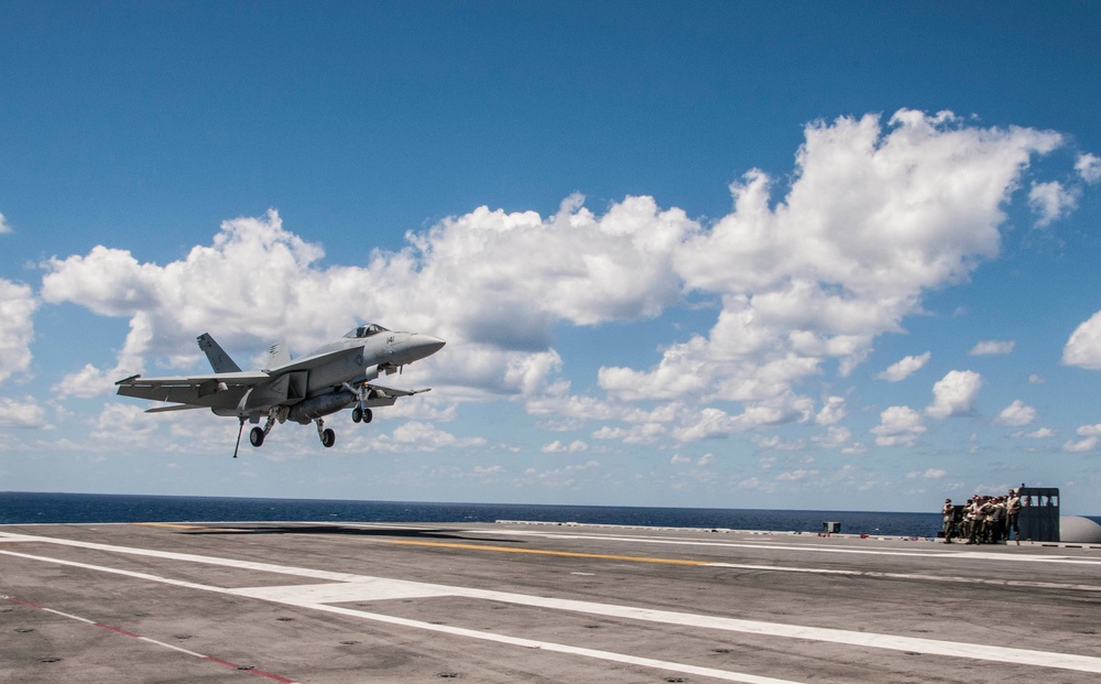 aboard the aircraft carrier USS George H.W. Bush (CVN 77). GHWB is underway conducting training and completing qualifications in preparation for a 2017 deployment.