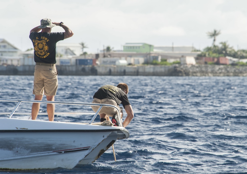 Defense POW/MIA Accounting Agency (DPAA) and 7th Engineer Divers second day of diving in the waters of U.S. Army Garrison Kwajalein Atoll