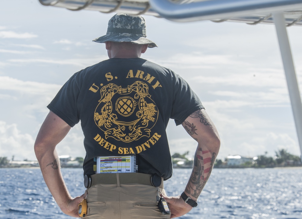 Defense POW/MIA Accounting Agency (DPAA) and 7th Engineer Divers second day of diving in the waters of U.S. Army Garrison Kwajalein Atoll