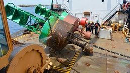 USCGC Sequoia works Apra Harbor buoy off Guam