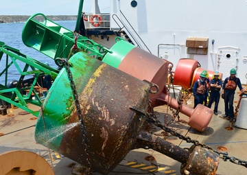 USCGC Sequoia relights Apra Harbor entrance buoy off Guam