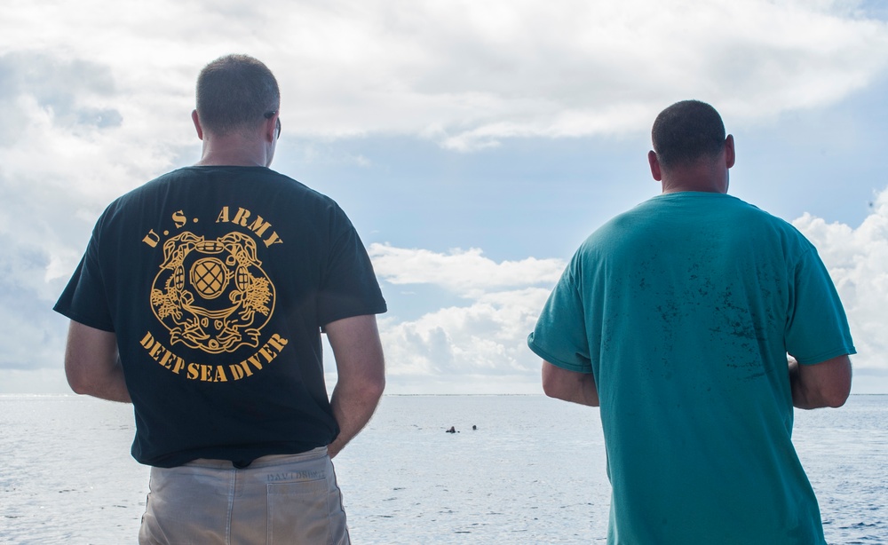 Defense POW/MIA Accounting Agency (DPAA) and 7th Engineer Divers third day of diving in the waters of U.S. Army Garrison Kwajalein Atoll