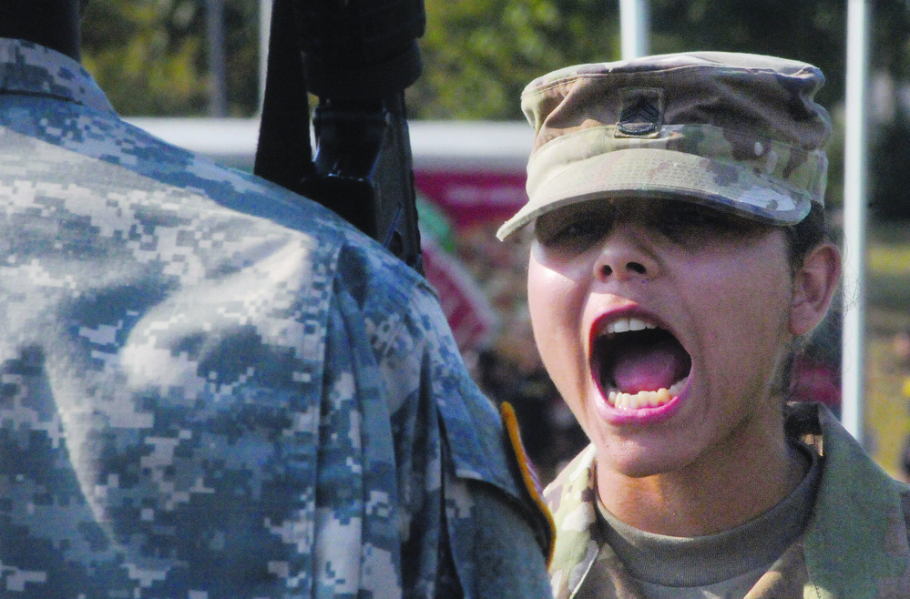 Exercise in discipline:  Soldiers display marching skills