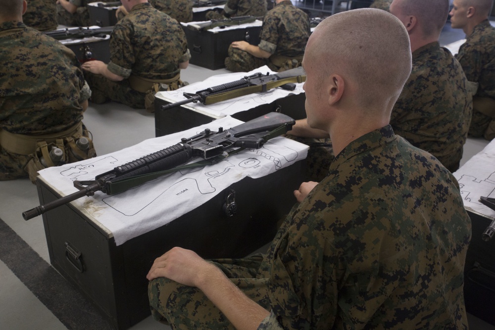 Marine recruits learn rifle maintenance importance on Parris Island