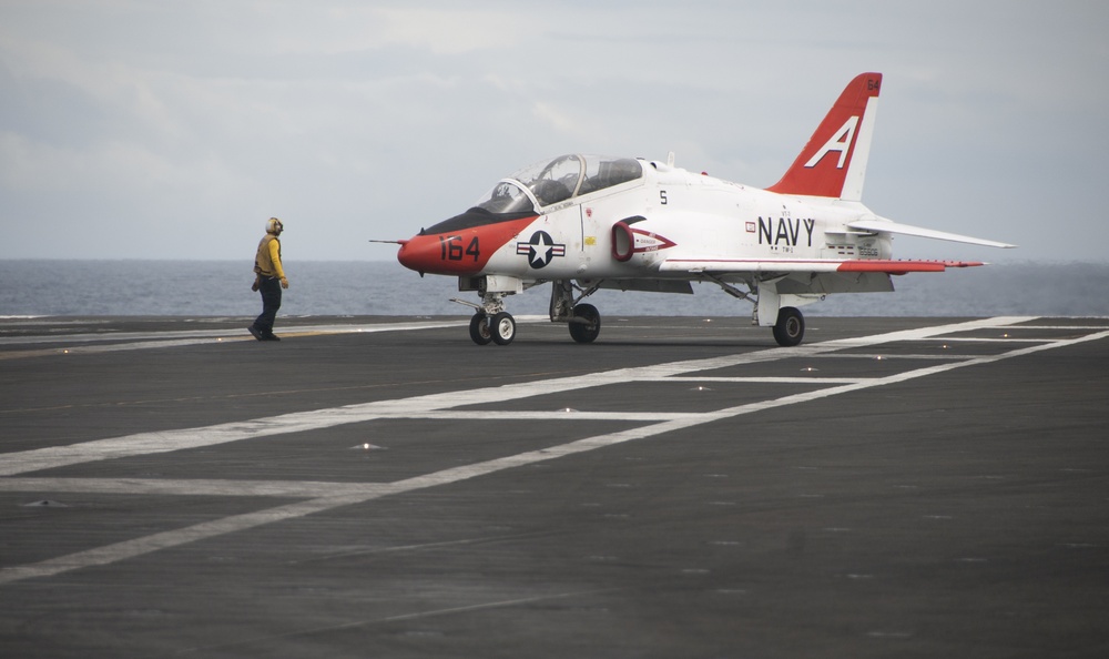 aboard the aircraft carrier USS George H.W. Bush (CVN 77). GHWB is underway conducting routine training and qualifications in preparation for an upcoming deployment.