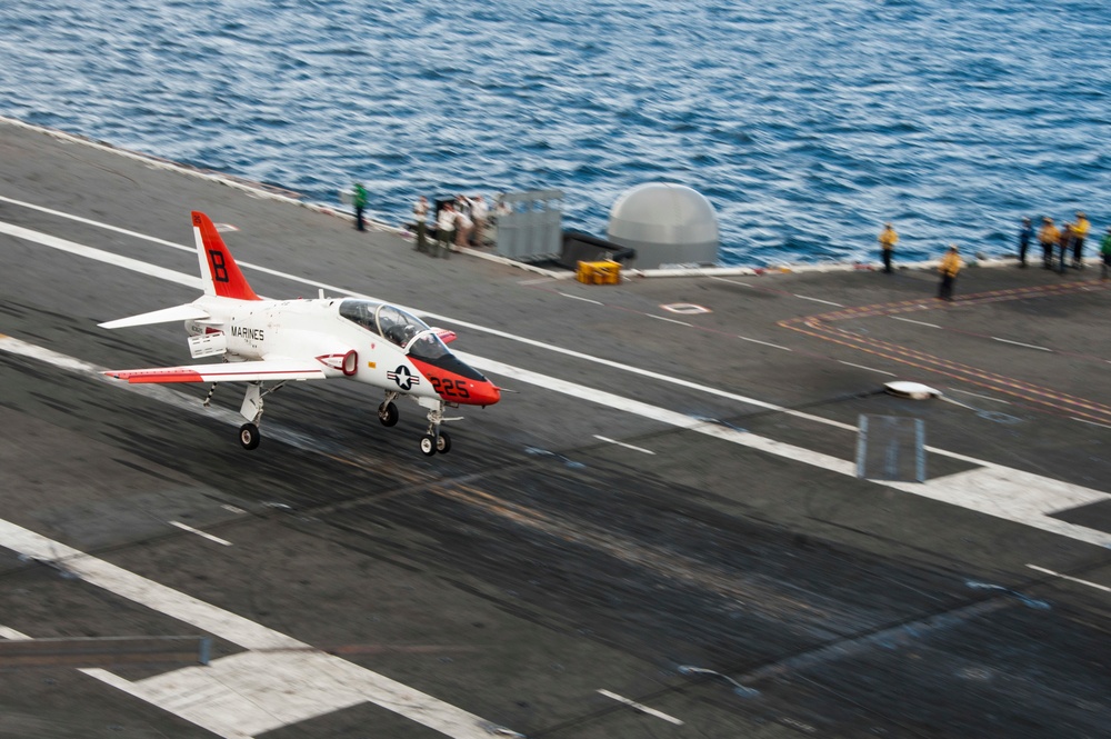 aboard the aircraft carrier USS George H.W. Bush (CVN 77). GHWB is underway conducting routine training and qualifications in preparation for an upcoming deployment.