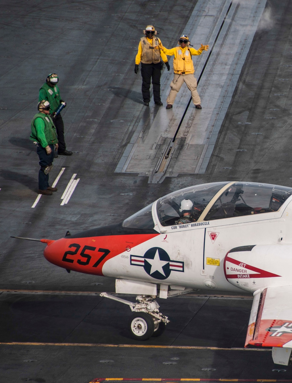 aboard the aircraft carrier USS George H.W. Bush (CVN 77). GHWB is underway conducting routine training and qualifications in preparation for an upcoming deployment.