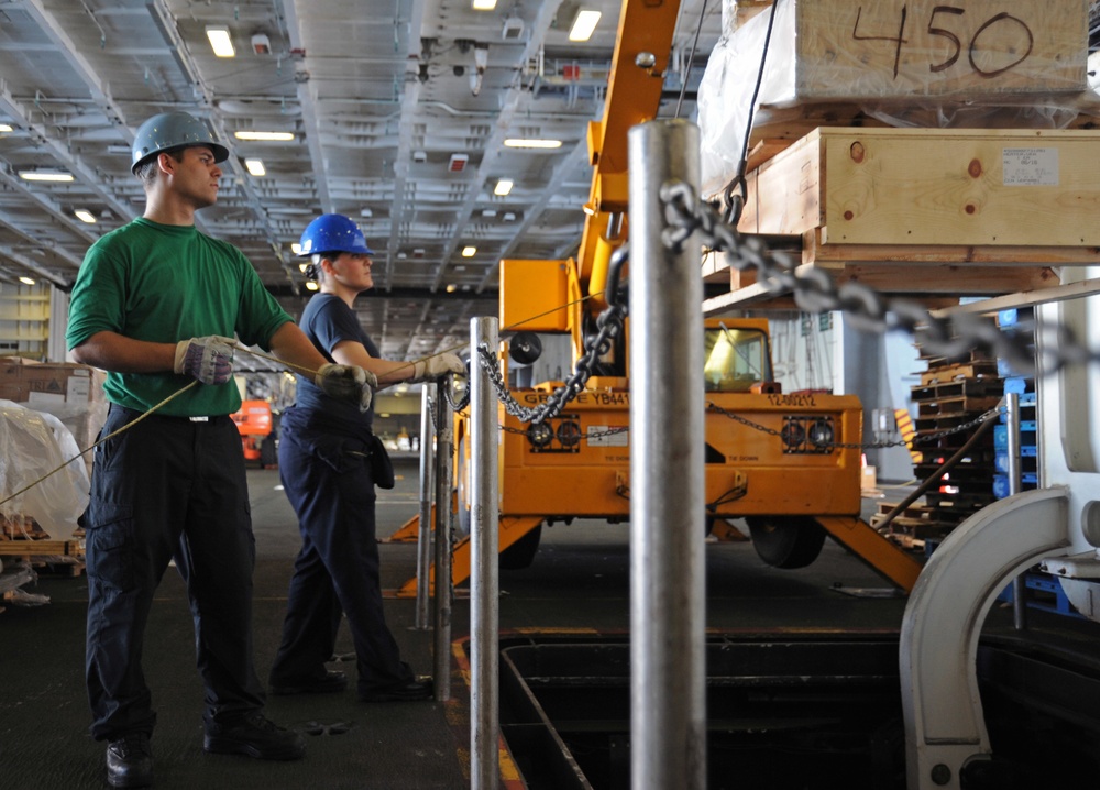 the aircraft carrier USS George H.W. Bush (CVN 77). GHWB is underway conducting routine training and qualifications for a 2017 deployment.