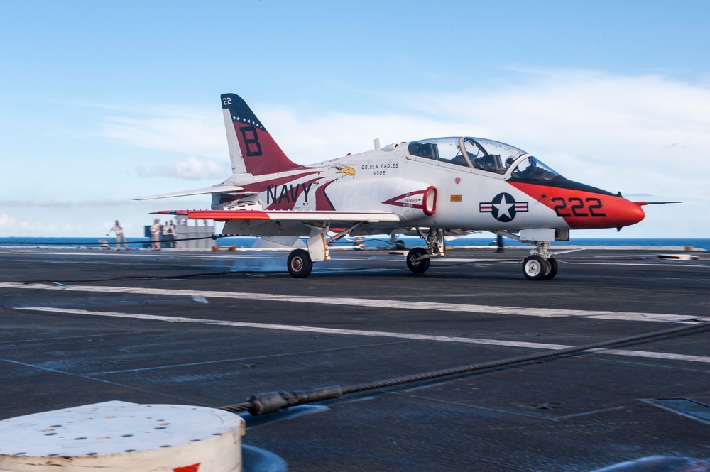 the aircraft carrier USS George H.W. Bush (CVN 77). GHWB is underway conducting routine training and qualifications in preparation for a 2017 deployment.