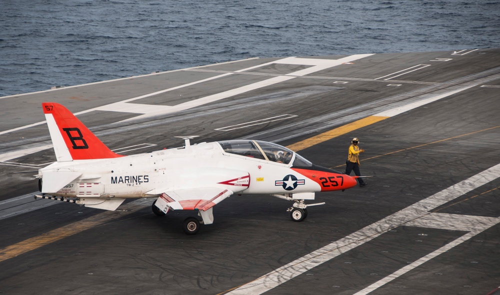 aboard the aircraft carrier USS George H.W. Bush (CVN 77). GHWB is underway conducting routine training and qualifications in preparation for an upcoming deployment.