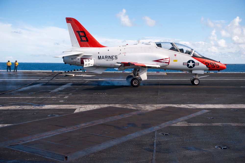 the aircraft carrier USS George H.W. Bush (CVN 77). GHWB is underway conducting routine training and qualifications in preparation for a 2017 deployment.